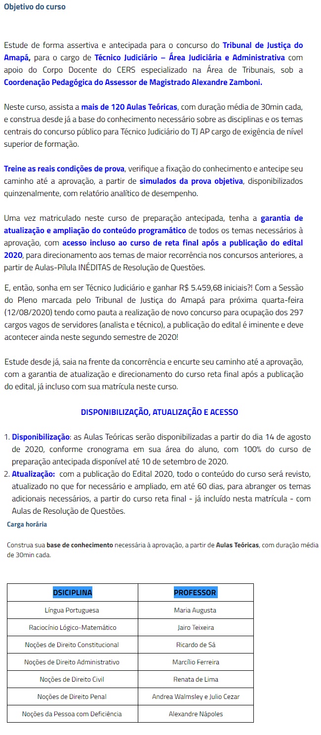 TJ AP - Técnico Judiciário (CERS 2020.2) Preparação Antecipada - Tribunal de Justiça do Amapá 4
